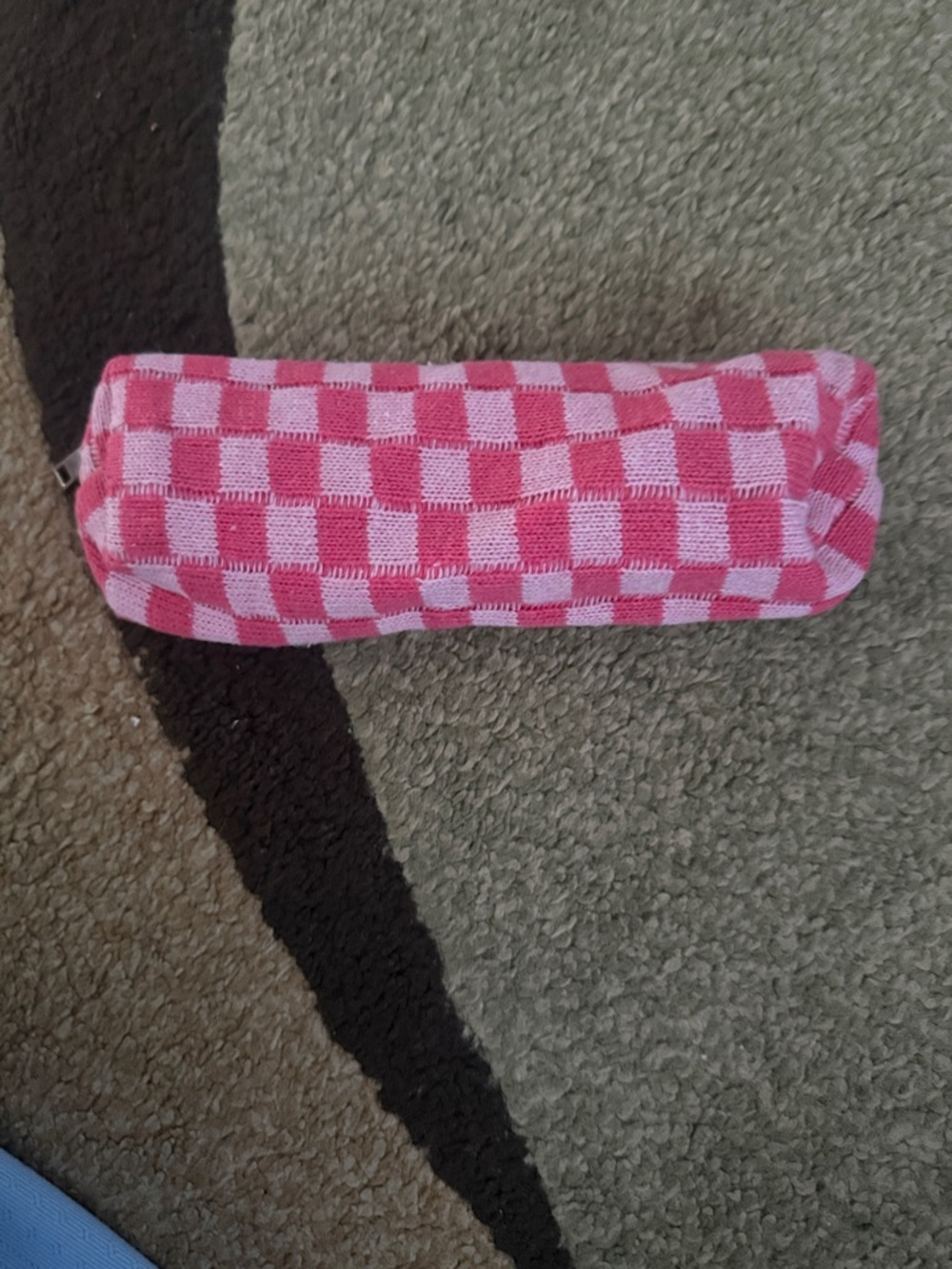 Pink Checkered cosmetic bag